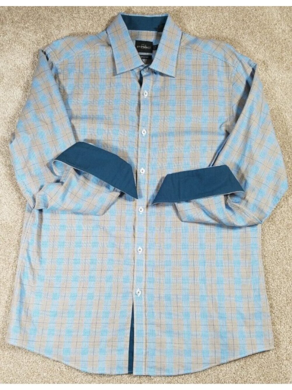 PARC 81 Long Sleeve Button Up Flip Cuff Business Casual Office Shirt Men L 16.5